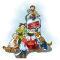 Битва за прухлизм: О Каэри, Высший Мур, Пушистый Пират, Механический Зверь, Люм, Бен Кеноги на холодильнике и какое-то щупло.
